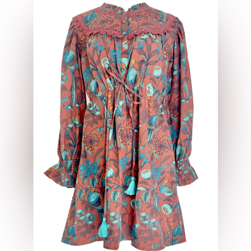 Islaplayal Floral Bohemian Dress with Birds, M